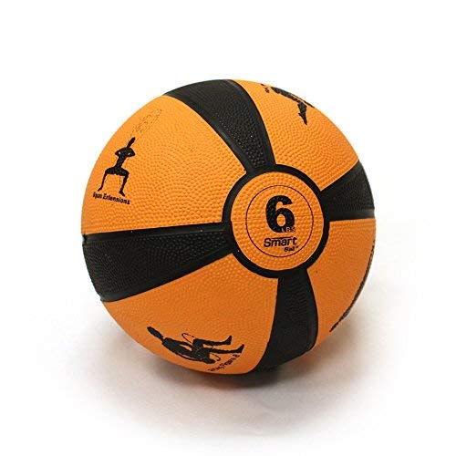 Prism Fitness 4lb Smart Self-Guided Medicine Ball – Rubber Medicine Ball Helps Develop Core Strength, Balance and Coordination, Features 8 Exercises Printed on Ball for Easy Reference, Yellow