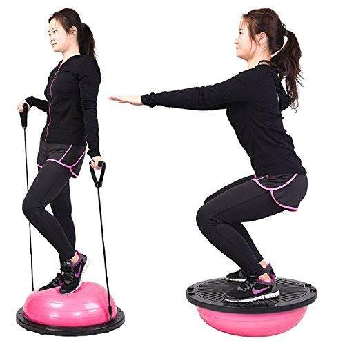 CHIMAERA Half Ball Balance Yoga Trainer with Resistance Bands and Air Pump Fitness Exercise