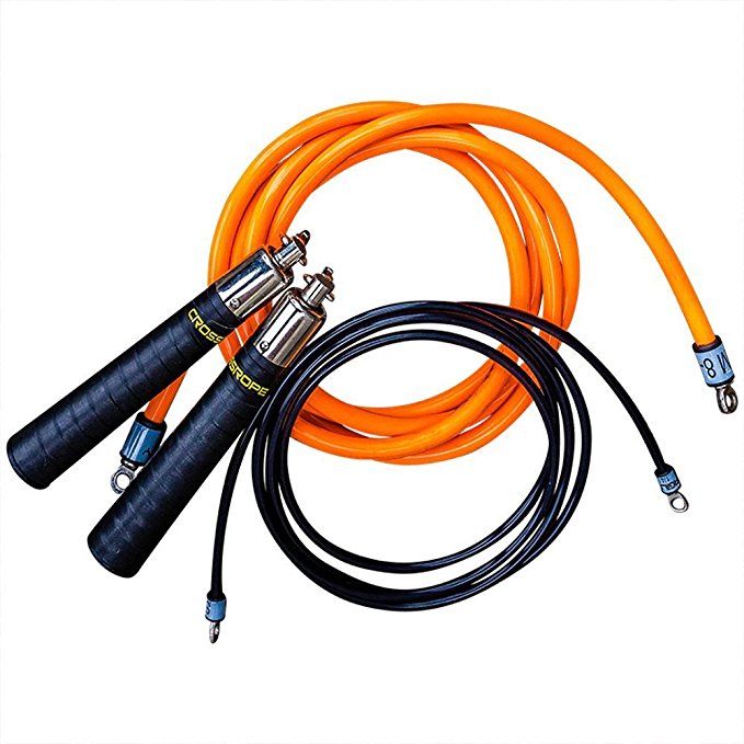Crossrope Jump Rope Starter Set - Best Weighted Jump Rope Workout - Includes Heavy Jump Rope & Lightweight Speed Rope - Start Skipping Rope to Improve Strength and Endurance