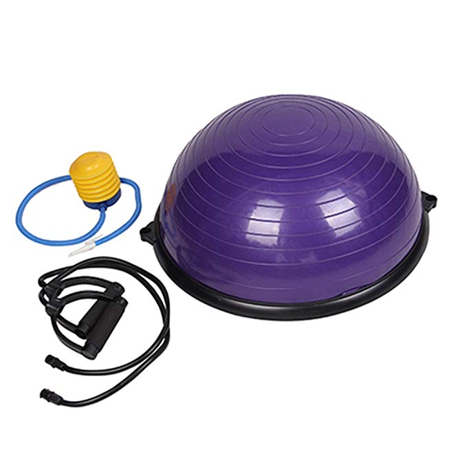 Z ZTDM Yoga Half Balance Trainer Ball Fitness Strength Exercise Balance Ball with Resistance Bands & Pump