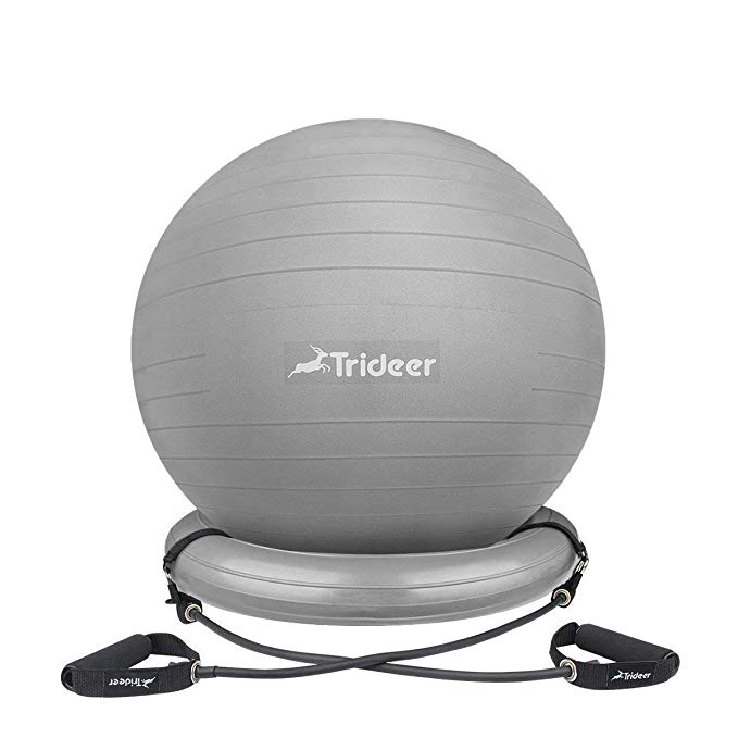 Trideer Exercise Ball Chair, Stability Ball Ring & Pump, Flexible Seating, Improves Balance, Core Strength & Posture (Office & Home & Classroom)