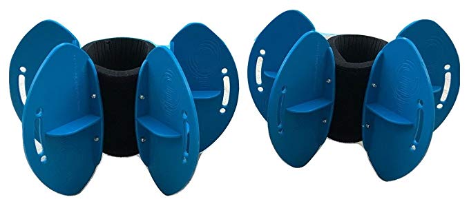 AquaLogix Blue Max Resistance Aquatic Fins - Omni-Directional Water/Drag Resistance Exercise for Lower and Upper Body Pool Workouts - Includes Online Demonstration Video (Fins Pair HRBBLS)