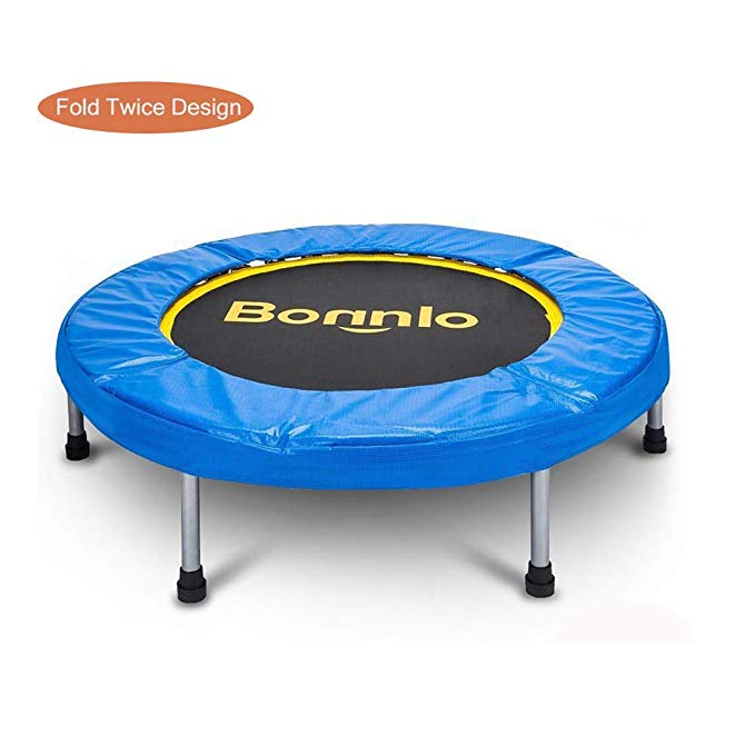 Bonnlo Upgraded 38/40/60 inch Rebounder Trampoline Fitness with Safety Pad Max Load 220 lbs, Folding Trampoline, Twice Foldable Portable Trampoline Cardio Workout Fitness