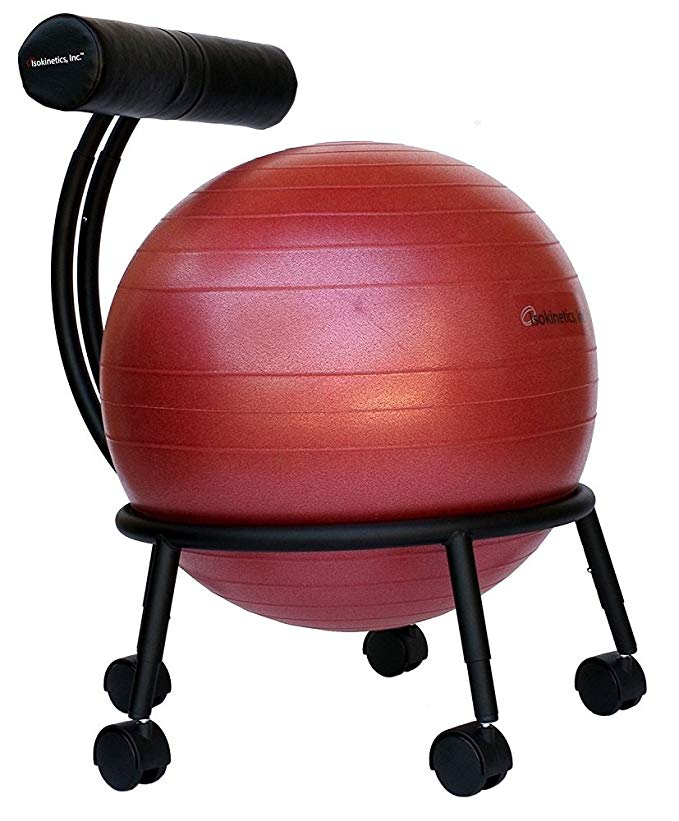 Isokinetics Inc. Brand Adjustable Fitness Ball Chair - Metal Frame - 2 Frame Finishes - Exclusive: 60mm (2.5