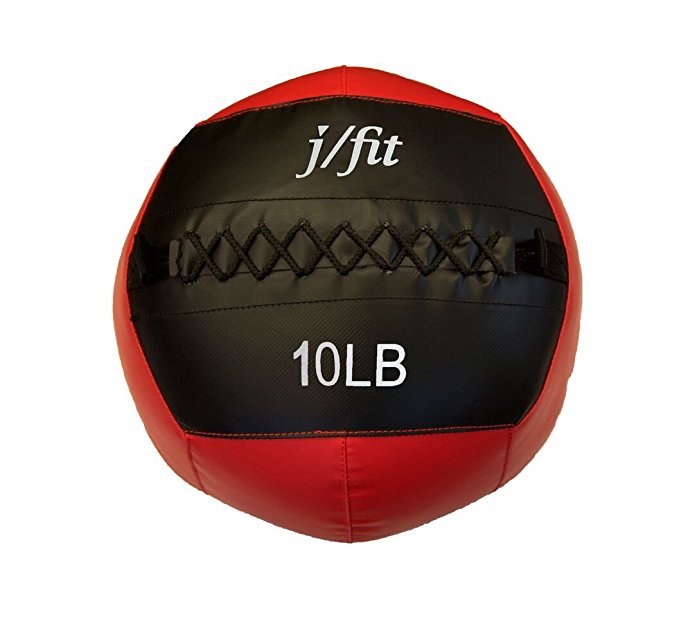 j/fit Soft Wall Ball, Medicine Ball, Strength & Conditioning WODs - Plyometric & Core Training, Cardio Workouts for Muscle Building, Balance - Ideal for Squats, Lunges, Partner Toss, Slam (6, 8, 10, 12, 15, 18, 20, 25, and 30lbs)