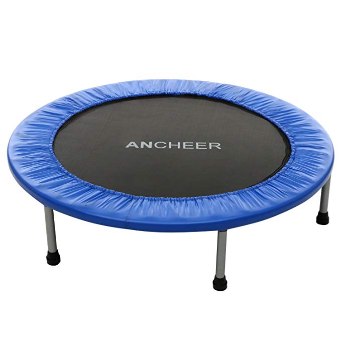 ANCHEER Max Load 220lbs Rebounder Trampoline with Safety Pad for Indoor Garden Workout Cardio Training (2 Sizes: 38 inch/40 inch, Two Modes: Folding/Not Folding)