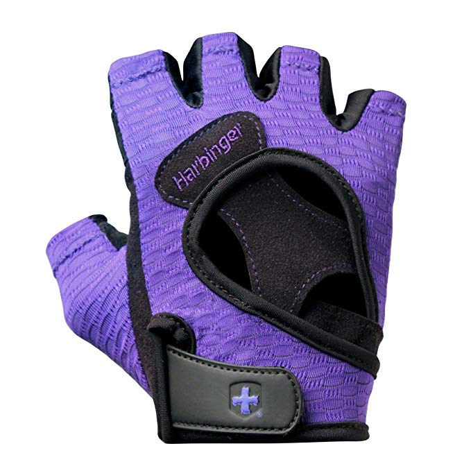 Harbinger Women's Flexfit Wash and Dry Weightlifting Gloves with Padded Leather Palm (Pair)