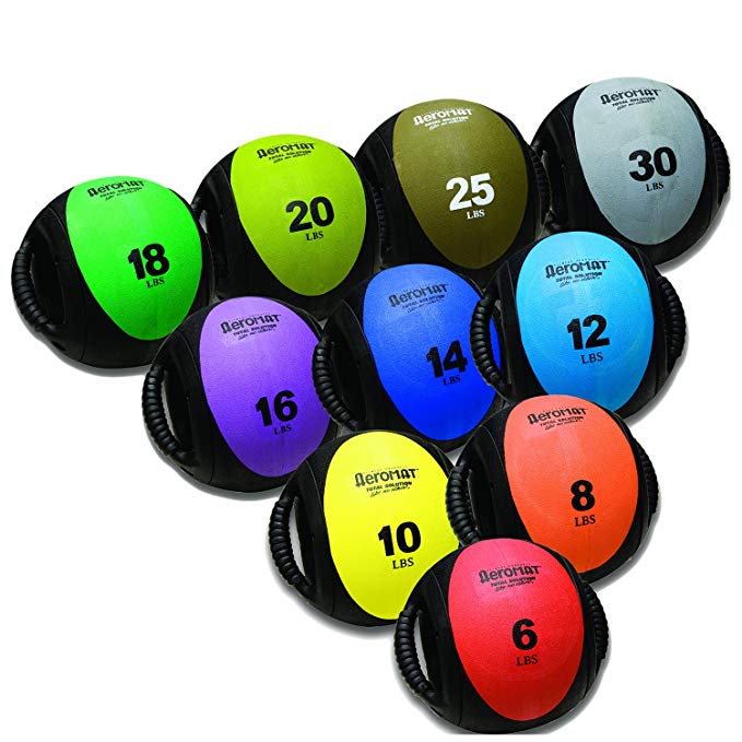 AeroMat Dual Grip Fitness Power Medicine Ball 6 - 30 lb (Select Your Weight)