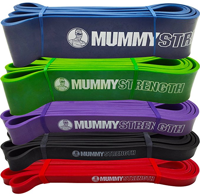 MummyStrength Resistance Bands for Men and Women. The Best Stretch Band for Pull Up Exercise and Powerlifting. Works With Any Pull Up Bar or Station. Single Band. Workout Guide Included