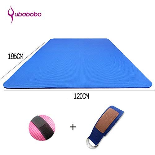 QUBABOBO 1/2-Inch Extra Thick High Density NBR Foam Exercise Double Yoga Mat With Carrying Strap Fitness Mat For Partner Yoga,Pilates,Gym (72.8''47.24''0.59