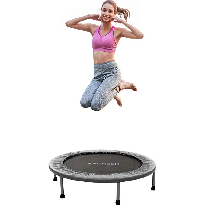 ANCHEER Mini Trampoline with Safety Pad, Bouncer Max Load 220 lbs, Fitness Rebounder in-Home Trampoline for Kids Adults, Quiet and Safe Bounce Spring Mini Bouncer, Home/Office Cardio Trainer