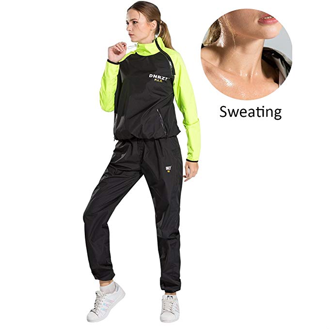 DNRZY Women Sport Suits Running Slimming Sauna Suit for Lose Weight Fat Burner Sweat Workout Clothes Fitness Durable Long Sleeves Overpull Slipover