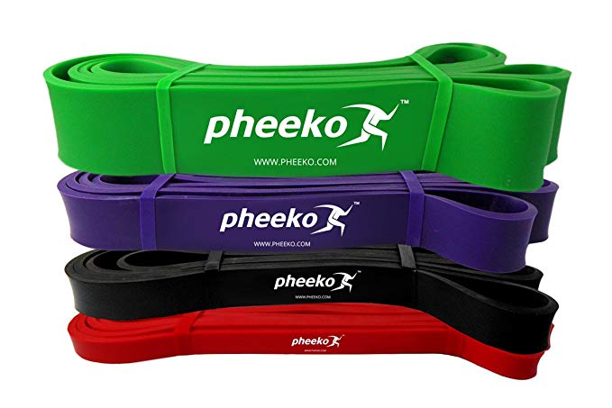 Pheeko Pull Up Assist Bands Set or Single Pull Up Band by Resistance Bands Crossfit/Powerlifting Bands/Crossfit Exercise Bands/Assistance Bands/Fitness Pull Ups Bands. Includes How-to eGuide