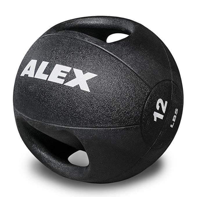 Dual Grip Medicine Ball - Rubber Weighted Ball with Double Handles for Abdominal and Plyometric Training