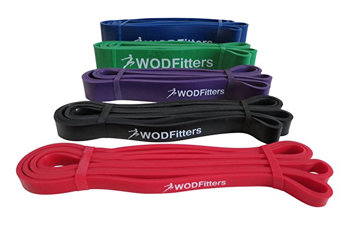 WODFitters Pull Up Assistance Bands - Stretch Resistance Band - Mobility Band - Powerlifting Bands - Extra Durable Elastic Workout/Exercise Pull-Up Assist Bands - SINGLE BAND or SET