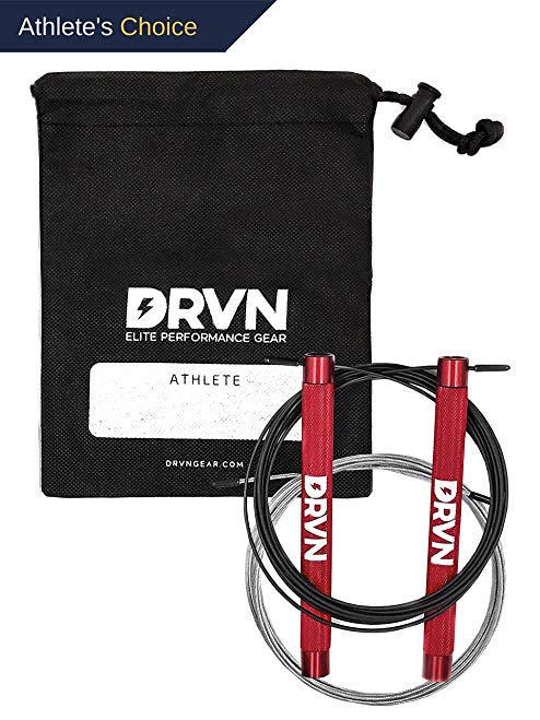 CrossFit Jump Rope – DRVN Men/Women Fully Adjustable Speed Rope 10.5ft Cables 2 Pack w/Storage Bag