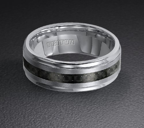 Tungsten Carbide and Black Carbon Fiber Wedding Band 11-2316C