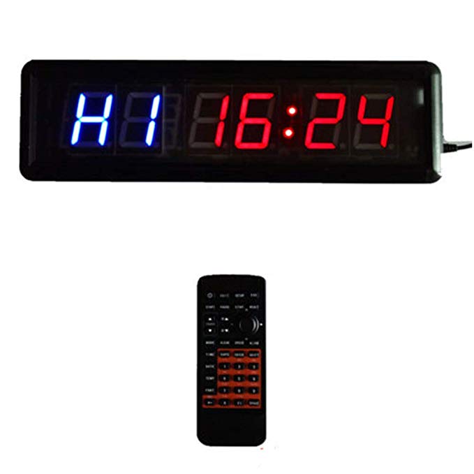 Timer Larger LED Digital Wall Clock w Remote Training HIIT Crossfit Fitness Interval Best Gym/Boxing / Running/Kettlebells Cardio Tabatha Workouts/Modern Design Home Decor