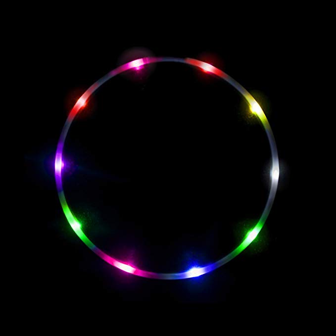 LED Hula Hoop Fully Rechargeable and Collapsable - 14 Color Strobing and Changing LED Lights - Multiple Sizes Available - Light Up Hoola Hoops for Adults and Kids - Technicolor Prism