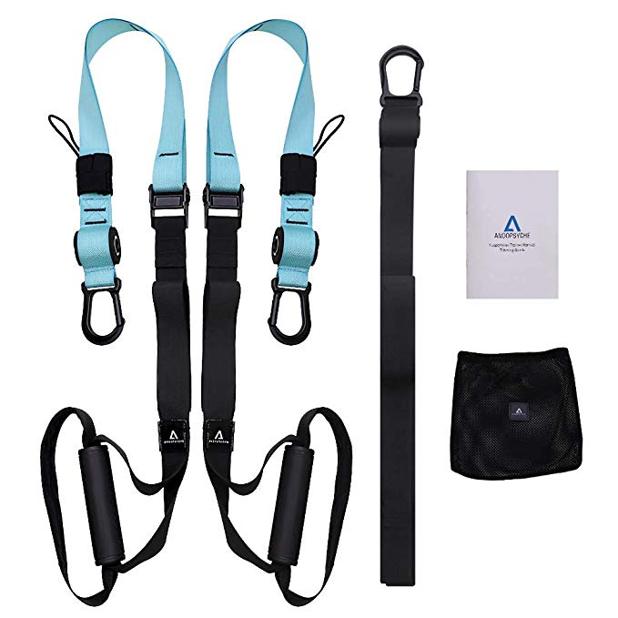 ANOOPSYCHE Bodyweight Fitness Resistance Trainer Kit with Body Workout Guide, Fitness Training Straps for Home or Professional Complete Body Workout