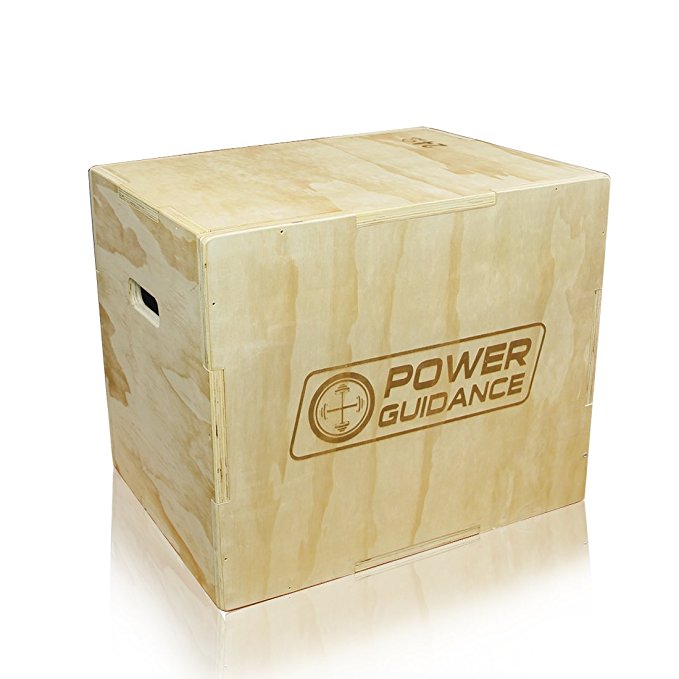 POWER GUIDANCE 3 in 1 Wood Plyometric Jump Box, Plyo Box Jump Training Conditioning - 30''/24''/20'', 24''/20''/18'', 16''/14''/12''