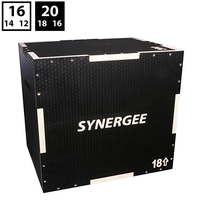 iheartsynergee 3 in 1 Non-Slip Plyometric Box Jump Training Conditioning. Wooden Plyo Soft Plyo Box All in One Jump Trainer. Sizes 20/18/16, 16/14/12