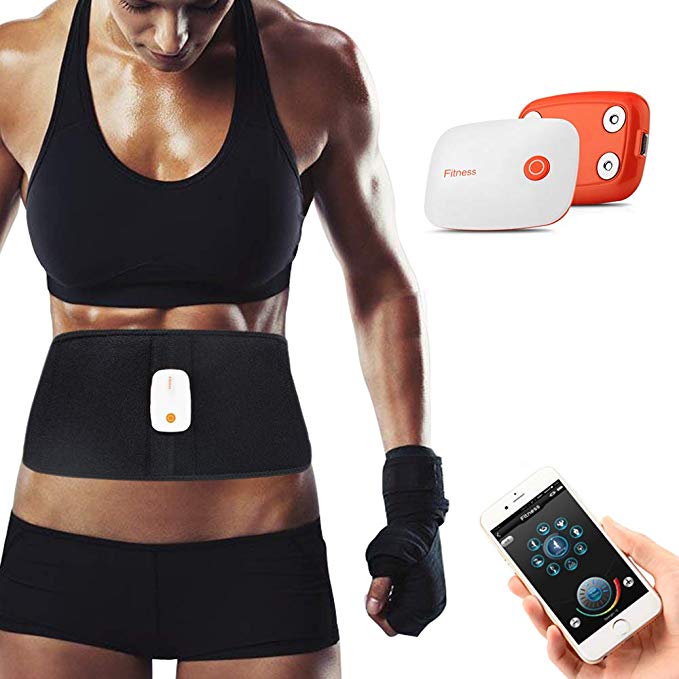 Komwell APP Control Rechargeable Waist Trimmer ABS Fitness Belt Electronic Abdominal Muscle Trainer Stomach Workout Toning Massager