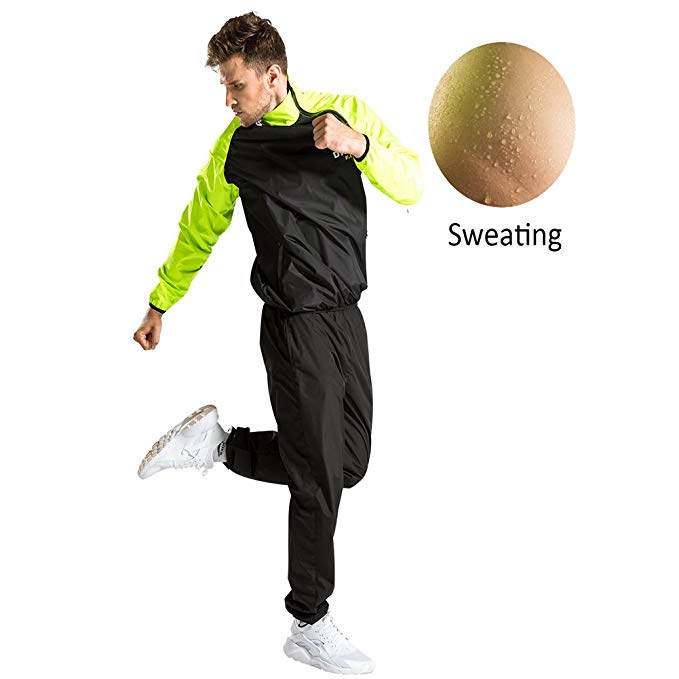 DNRZY Men Sport Suits Running Slimming Sauna Suit for Lose Weight Fat Burner Sweat Workout Clothes Fitness Durable Long Sleeves Overpull Slipover