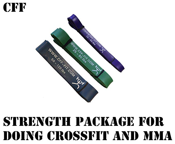 CFF Monster Strength Band Cross Training Pull up Package - Strength, Pull-Up, Power-Lifting, Jump, Speed, Sprinting, Mobility, Stretching (Includes 3 Bands)