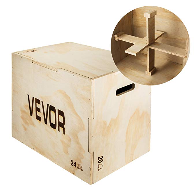 VEVOR 24x16x20 30x20x24” Wood Plyo Box 441LB Capacity Exercise Box Plyometric Jump Box with Internal Cross Bracing Plyo Box for Crossfit Training