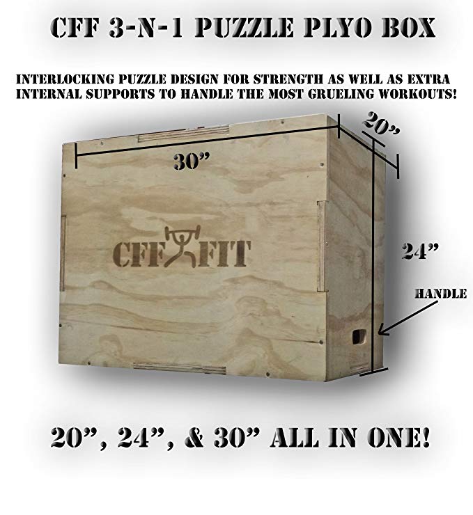 CFF 3 - N - 1 Wood Puzzle Plyo Box - 20/24/30 inch - Great for Cross Training, MMA, or Plyometric Agility Training
