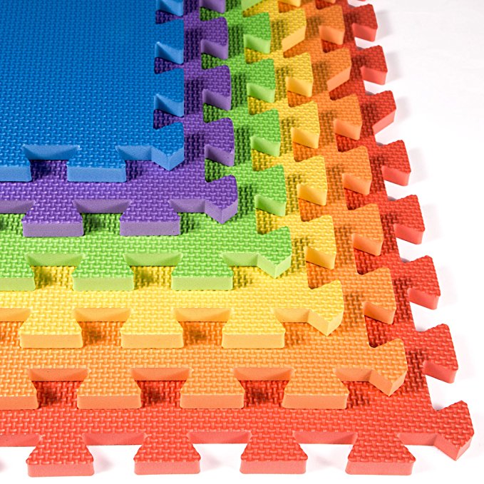 IncStores - Rainbow Foam Tiles (30 Pack) - 2ft x 2ft Interlocking Foam Children's Portable Playmats